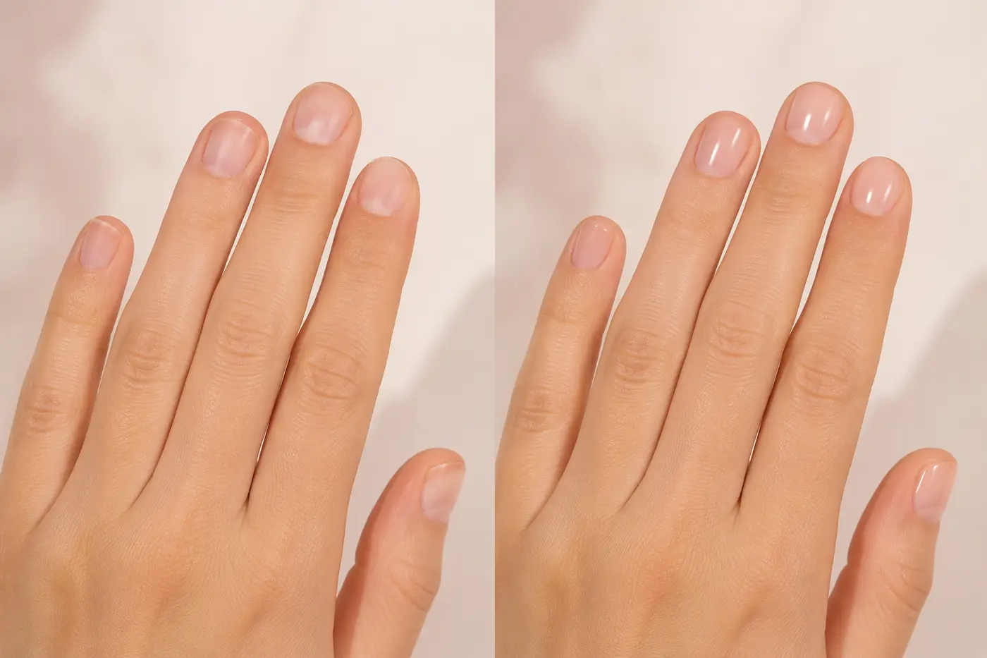 Antes e depois ilustrativo de banho de gel